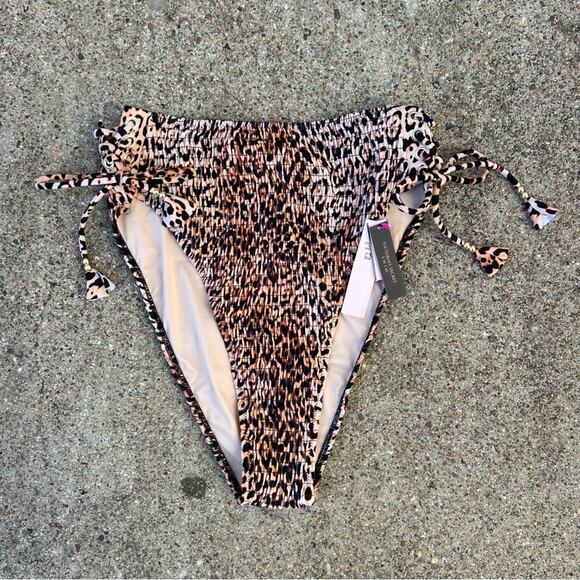 Victoria’s Secret High Leg Lace Up Side Tie Leopard Bikini Bottoms NWT MEDIUM - Picture 1 of 5